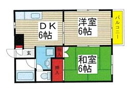 コンフォート・平田 2DKの間取図画像