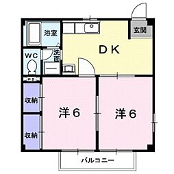 サンフィールド 2DKの間取図画像