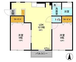 レジデンツ藤 2LDKの間取図画像
