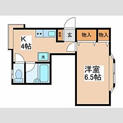 ルミエール和泉II 2階1Kの間取り