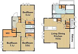 橋本5丁目貸家 3LDKの間取り