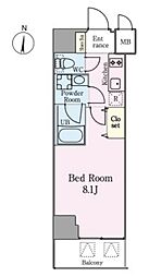 フレールコート錦糸公園 4階1Kの間取り