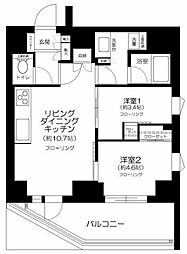 サンウッドフラッツ新宿四谷三丁目 2階2LDKの間取り
