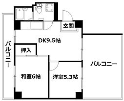中川ビル 2DKの間取図画像