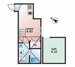インベスト大森27 1階ワンルームの間取り