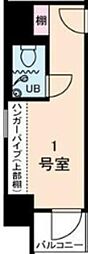AMMSAMITIEカワサキ3 ワンルームの間取図画像