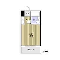 ルネッサンス32番館 2E 2階ワンルームの間取り