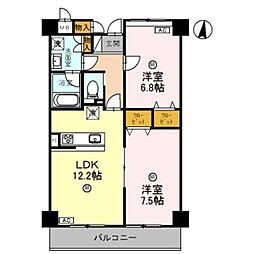 EAST VILLAGE 2001 8階2LDKの間取り