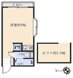 メゾン北烏山 1階ワンルームの間取り