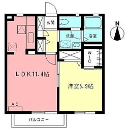 京王相模原線 橋本駅 バス9分 相原中央下車 徒歩4分の賃貸アパート 1階1LDKの間取り
