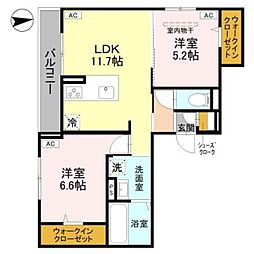 コントレイル 2LDKの間取図画像