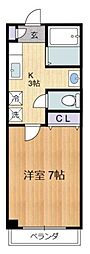 カーサ55 1階1Kの間取り
