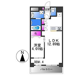 Allier鴻池元町 4階1LDKの間取り