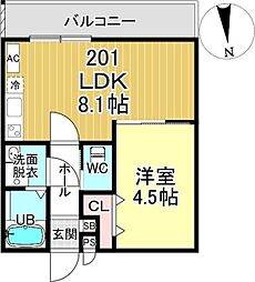 Casa Wood 丹波橋 1LDKの間取図画像
