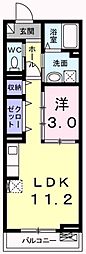 フランコリーヌ 2階1LDKの間取り