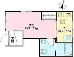コンフォール キザキ 1階1Kの間取り