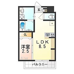 南海線 七道駅 徒歩3分の賃貸マンション 4階1LDKの間取り