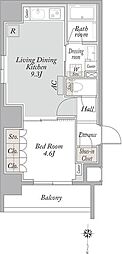 ラクラス浅草 1LDKの間取図画像