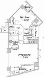 ミレニアムガーデンコート 15階1LDKの間取り