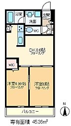 グランコール志茂 2DKの間取図画像