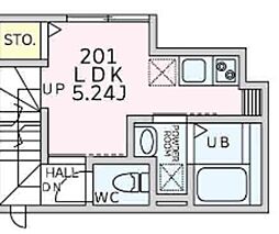 新宿区余丁町アパート 1LDKの間取図画像