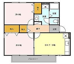 コンフォート豊田 2DKの間取図画像