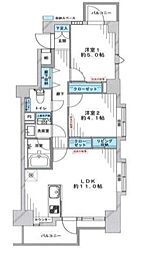 都営浅草線 高輪台駅 徒歩3分の賃貸マンション 8階2LDKの間取り