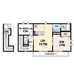 Palais　Fleur 2階1SLDKの間取り