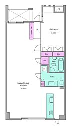 レジディア北新宿 1LDKの間取図画像