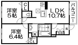 クラール倉治E 2LDKの間取図画像