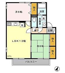 オール・パレスA 2LDKの間取図画像