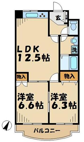 東京都八王子市松木(賃貸マンション2LDK・3階・58.45㎡)の写真 その2