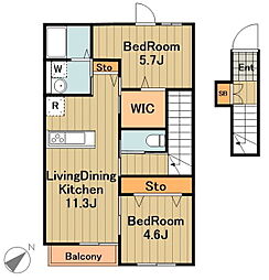 ベラーノ 2階2LDKの間取り