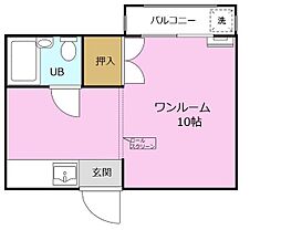 木下コーポ ワンルームの間取図画像