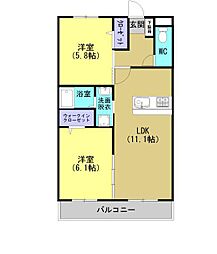 レオパレスはあとふる 2LDKの間取図画像