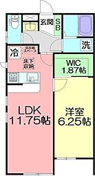 小田急小田原線 秦野駅 徒歩6分の賃貸アパート 2階1LDKの間取り