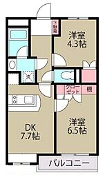 ハイツ浦安 1階2DKの間取り