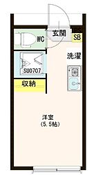 ハーモニーテラス下高井戸2 ワンルームの間取図画像