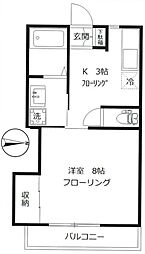 クレールメゾン 2階1Kの間取り