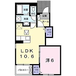 アルバ ビエント 1階1LDKの間取り