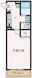 マリンパレス八潮 1Kの間取図画像