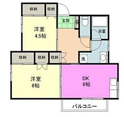 フォルトゥーナ 2階2DKの間取り