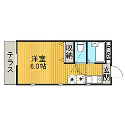 フォレスト相原 1階ワンルームの間取り