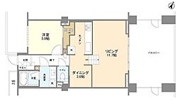 日本橋安田スカイゲート 1LDKの間取図画像
