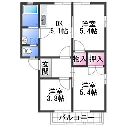 JR和歌山線 岩出駅 徒歩31分の賃貸アパート 2階3DKの間取り