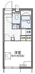 レオパレスアクアグレイス和光 1階1Kの間取り