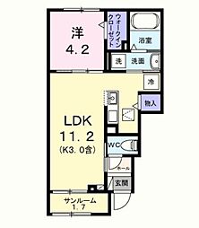 ヴィラソフィア 1LDKの間取図画像