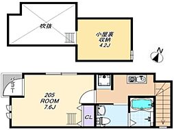 クレオ石神井公園 2階1Kの間取り
