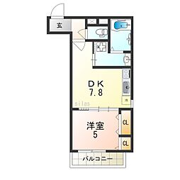 阪急千里線 下新庄駅 徒歩4分の賃貸アパート 2階1DKの間取り