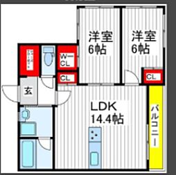 View新小平 2LDKの間取図画像